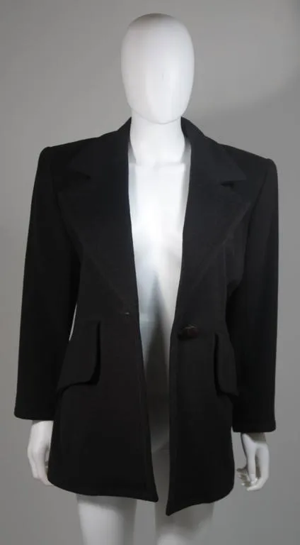 YVES SAINT LAURENT Black Cashmere Coat Size Large