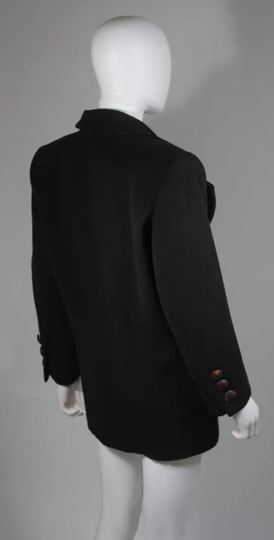 YVES SAINT LAURENT Black Cashmere Coat Size Large
