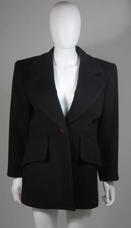 YVES SAINT LAURENT Black Cashmere Coat Size Large