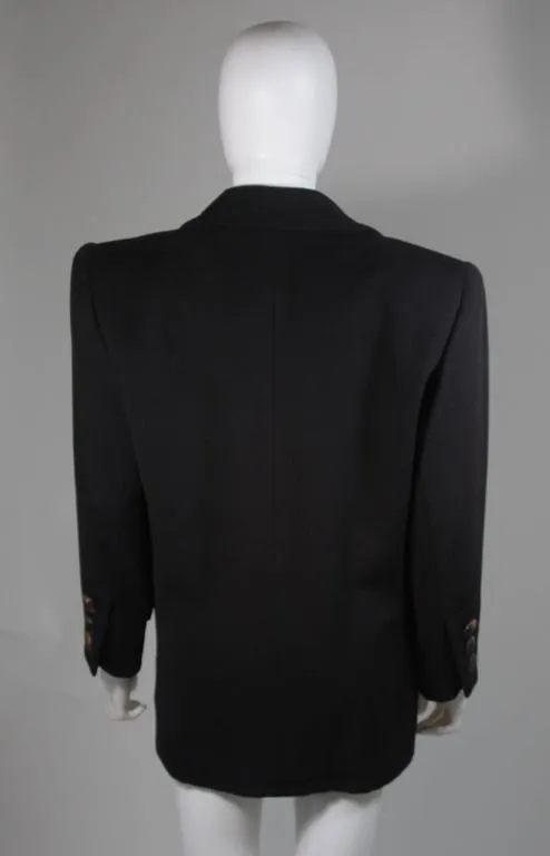 YVES SAINT LAURENT Black Cashmere Coat Size Large
