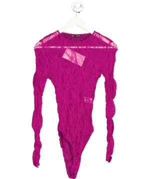ZARA Pink Lace Bodysuit UK M